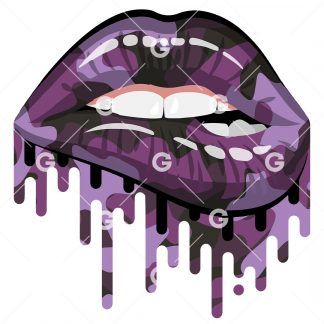 Purple Camo Drip Lips SVG