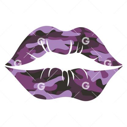 Purple Camouflage Lips SVG