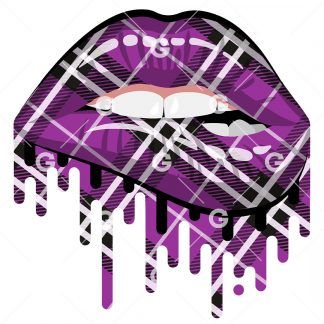 Purple Plaid Drip Lips SVG