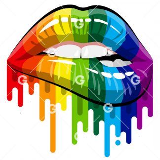 Rainbow Drip Lips SVG