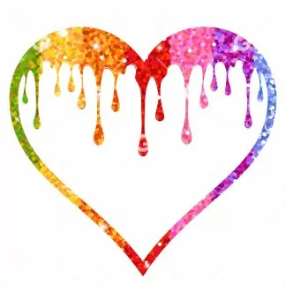 Rainbow Glitter Dripping Heart SVG