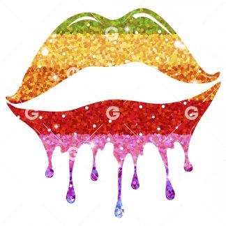 Rainbow Glitter Dripping Lips SVG