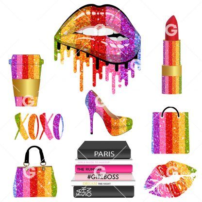 Rainbow Glitter Fashion SVG Bundle