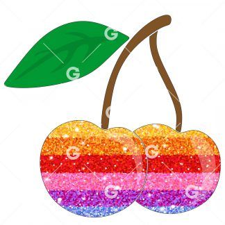 Rainbow Glitter Fashion Cherries SVG