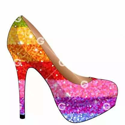 Rainbow Glitter High Heel Shoe SVG