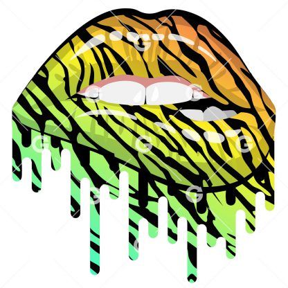 Rainbow Tiger Drip Lips SVG