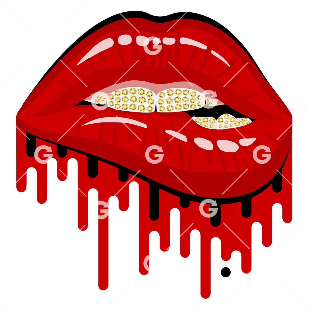 Red Fashion Drip Lips SVG