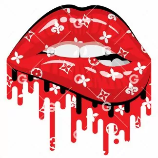 Red Fashion Drip Lips SVG