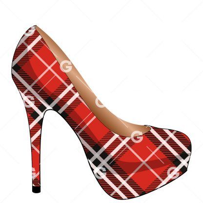 Red Plaid High Heel Shoe SVG