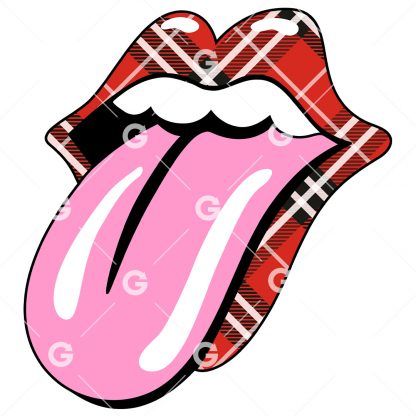 Red Plaid Smile Mouth Lips SVG