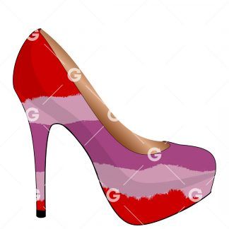 Red Fashion Wave High Heel Shoe SVG