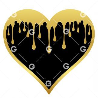 Solid Gold Black Dripping Heart SVG
