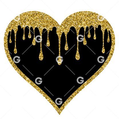 Solid Gold Glitter Dripping Heart SVG