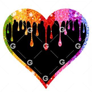 Solid Rainbow Glitter Dripping Heart SVG
