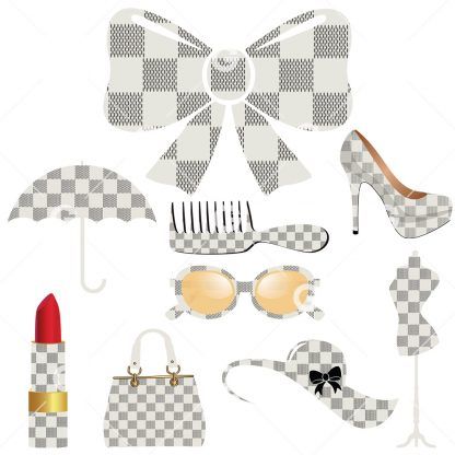 White Checkered Fashion Accessory SVG Bundle