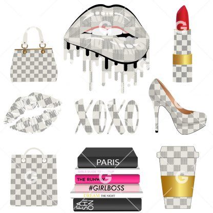 White Checkered Fashion SVG Bundle