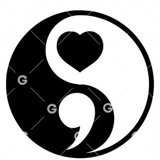 Yin and Yang Awareness Semicolon Heart SVG