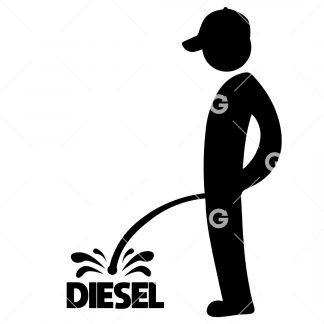 Stickman Peeing On Diesel SVG