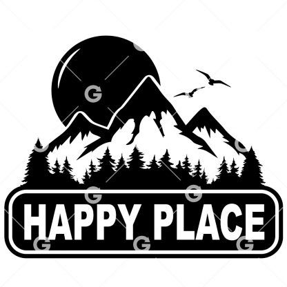 Happy Place Sun and Mountain Awareness Decal SVG