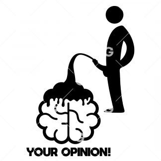 Your Opinion, Stickman Peeing On Brain SVG