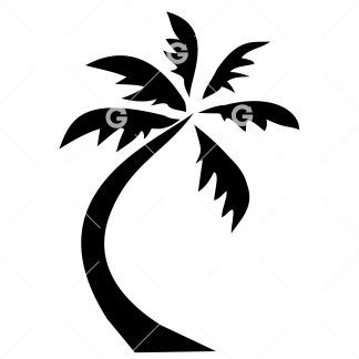 Bent Single Palm Tree SVG