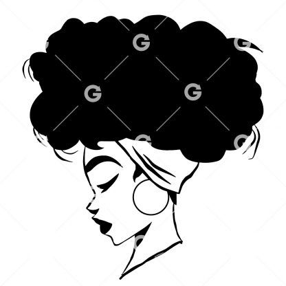 Fashion Black Girl With Bandana Profile SVG