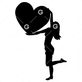 Fashion Girl Holding Love Heart SVG
