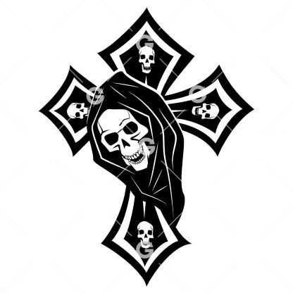 Grim Reaper Skull Cross SVG