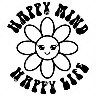 Happy Mind, Happy Life Cute Daisy Awareness SVG
