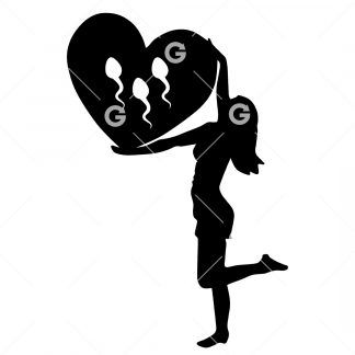 Girl Holding I Love Sperm Heart SVG
