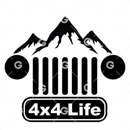4x4 Life Jeep Mountain Grill Decal SVG