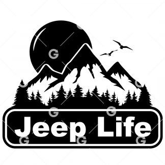 Jeep Life Sun and Mountain Decal SVG
