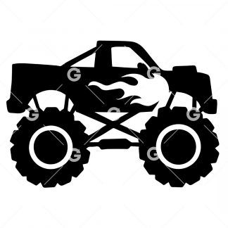 Toy Monster Truck With Flames SVG