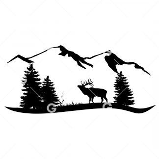 Moose and Mountains Scenery SVG