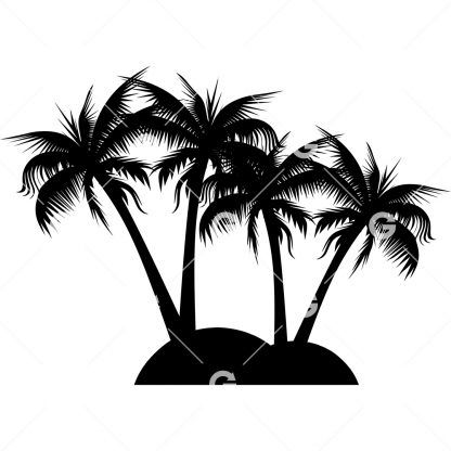 Palm Trees on Island SVG