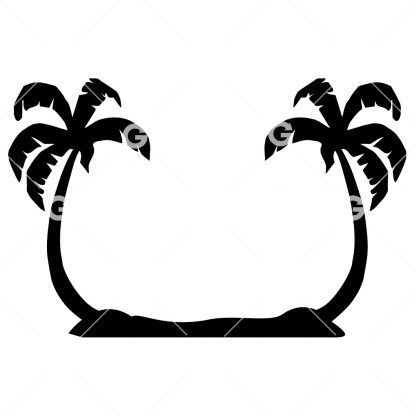 Two Palm Trees on Island SVG