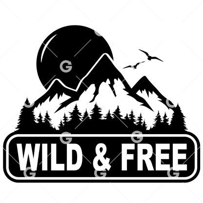 Wild & Free Sun and Mountain Decal SVG