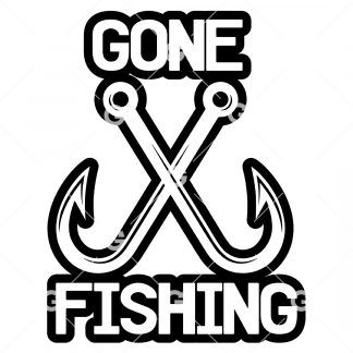 Gone Fishing Crossed Fish Hooks SVG