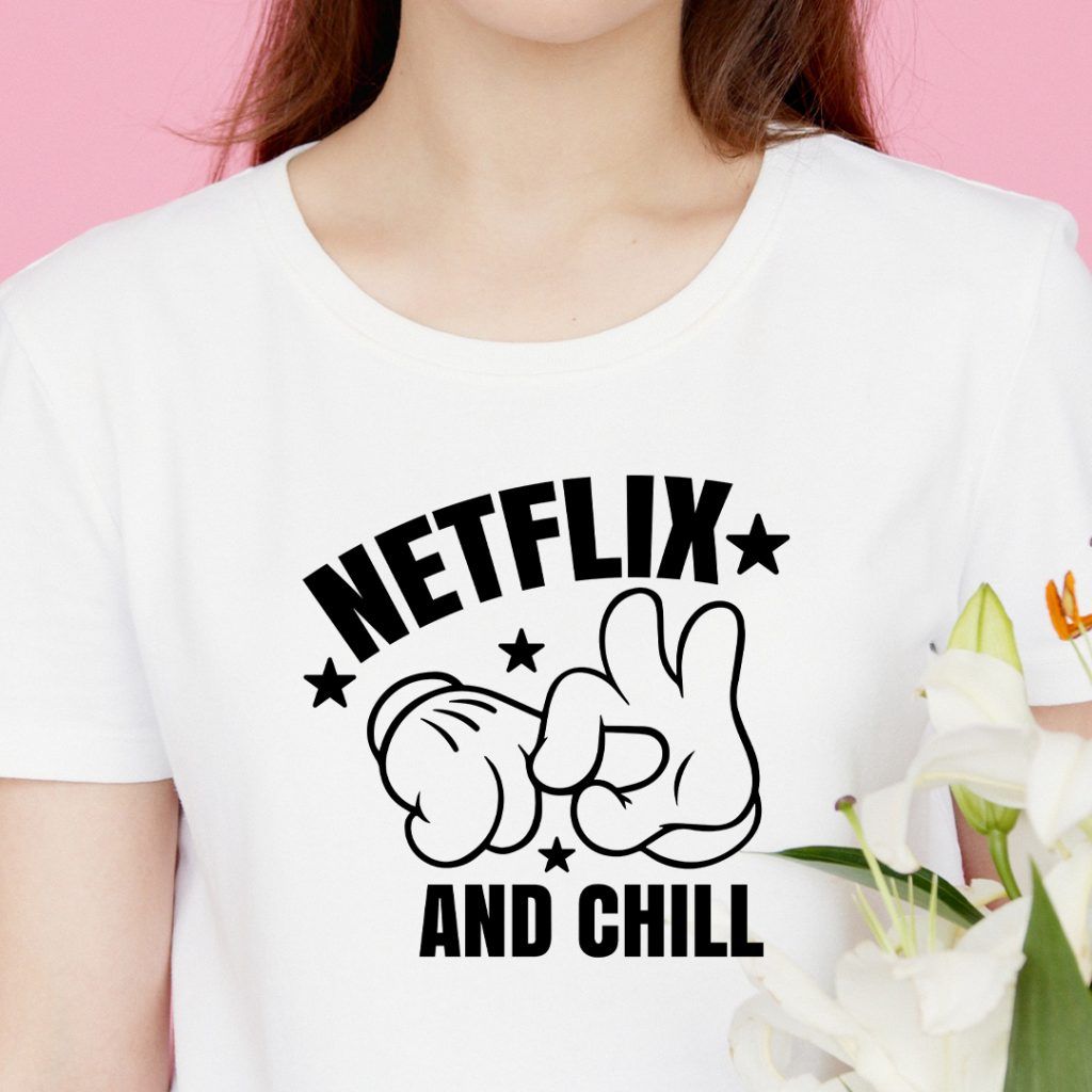 Free Netflix and Chill Screwing Hand Symbol T-Shirt SVG example.