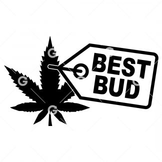 Funny marijuana cut file design that reads "Best Bud" with a pot leaf and price tag.