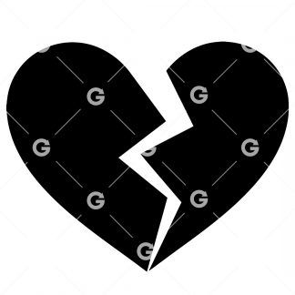 Broken love heart cut file design.