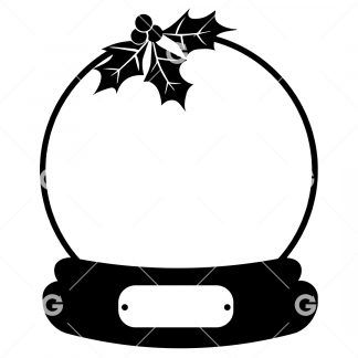 Christmas cut file design with a blank snow globe, holly and a date plaque.