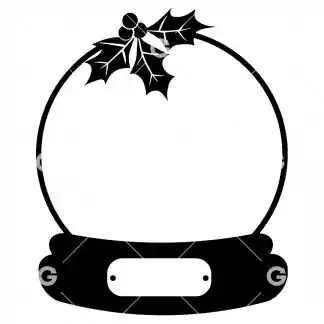 Christmas cut file design with a blank snow globe, holly and a date plaque.