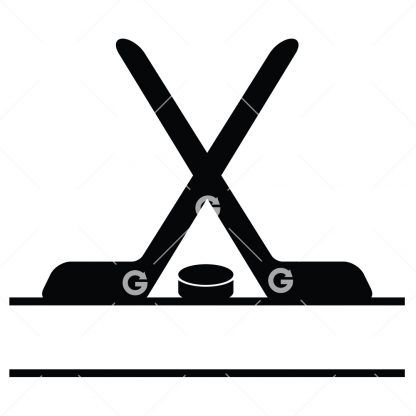 Hockey stick with puck monogram cut file design.