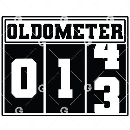 Birthday cut file t-shirt or decal design that reads "Oldometer 13" with a odometer for thirteen years old.