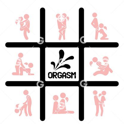 Funny cut file adult tic tac toe game design with 8 sex positions with a "orgasm" in the middle. 
