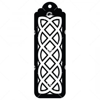 Bookmark template SVG design with a Celtic pattern and tassel hole.
