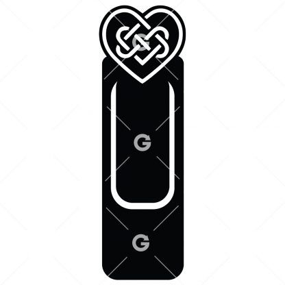 Bookmark template SVG design with a Celtic knot heart.
