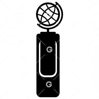 Bookmark template SVG design with a world globe on stand.