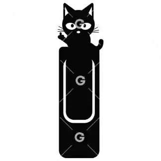 Bookmark template SVG design with a cat giving the middle finger.